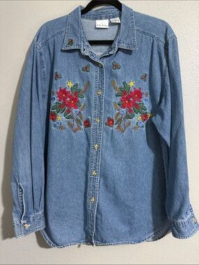 Bobbie Brooks Light Blue Denim Shirt with White Label